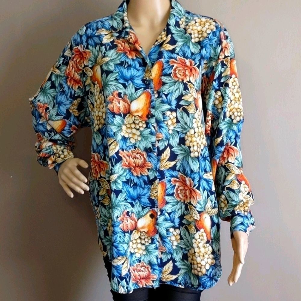 Dockers vtg 70's puff sleeves tunic top, sz L - 2X